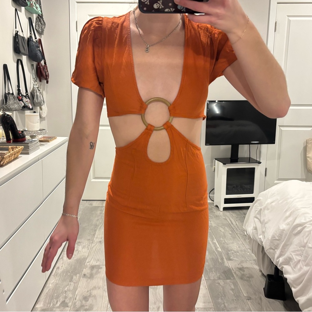 Orange Pretty Little Thing Cut-Out Summer Dress